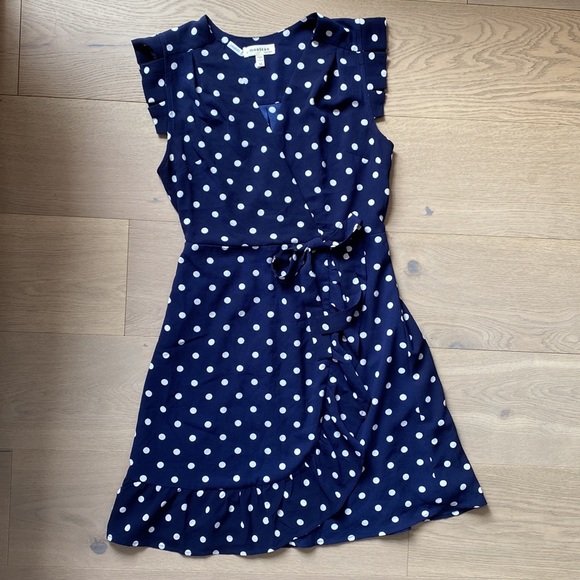 Monteau Navy blue with white Polka dot dress. Size M - Picture 7 of 9
